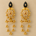 Black & Gold Long Jhumka Earrings