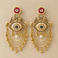 Silver-Tone Chandbali Style Earrings