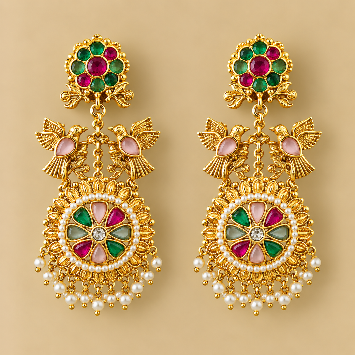 Multicolor Gold Tone Earrings