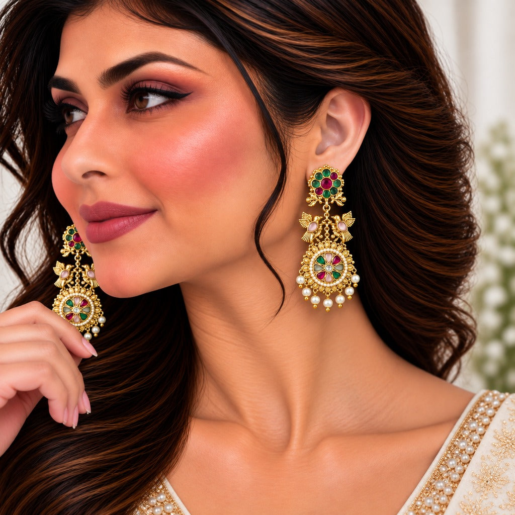 Multicolor Gold Tone Earrings