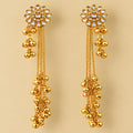 Floral Gold-Tone Long Earrings