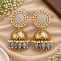 Silver-Tone Jhumka Earrings with Pearl Drops