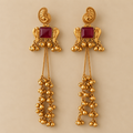 Maroon Gold-Tone Long Drop Earrings