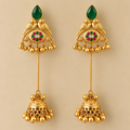 Green & Gold Jhumka Earrings