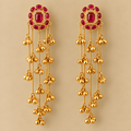 Long Gold-Tone Floral Earrings