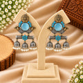 Turquoise Blue Stone Gold-Tone Jhumka Earrings