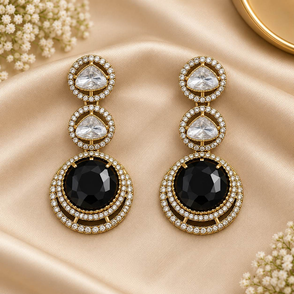 Green Stone Circular Drop Earrings