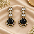 Green Stone Circular Drop Earrings