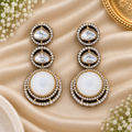 White Stone Circular Statement Earrings