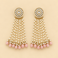 Long Gold-Tone Pearl Drop Earrings