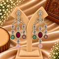 Pink & Multicolor Stone Long Earrings