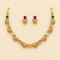 Pink Green Kundan Necklace Set